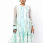 Cyan Embroidered Panama Heritage Theme Muslin Shalwar Kameez