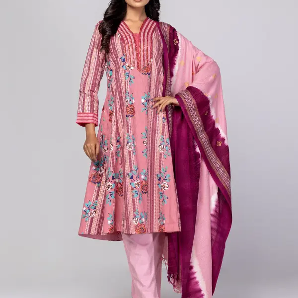 Watermelon Pink Kantha Odyssey Theme Shalwar Kameez