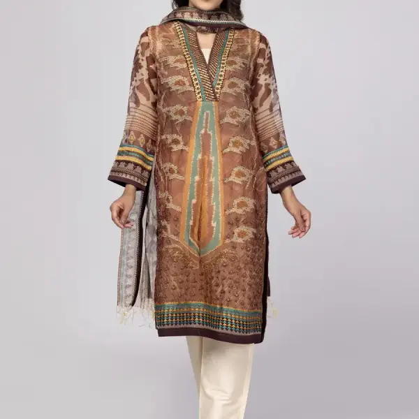 Coffee Kantha Odyssey Theme Shalwar Kameez