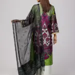 Green Printed And Embroidered Vortex Silk Shalwar Kameez