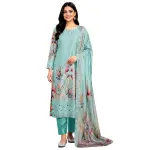 Simran Cotton Digital Printed Style With Heavy Embroidered Dress Material
